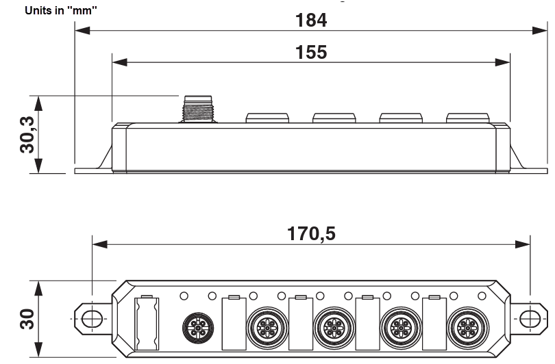 Plan mécanique - Phoenix Contact Boîtiers d'E/S Axioline E I/O Link